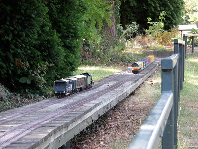 LNER K3 goods about to pass a down main Class 66 Intermodal