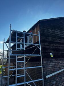 Scaffolding tower used to gain access to the top